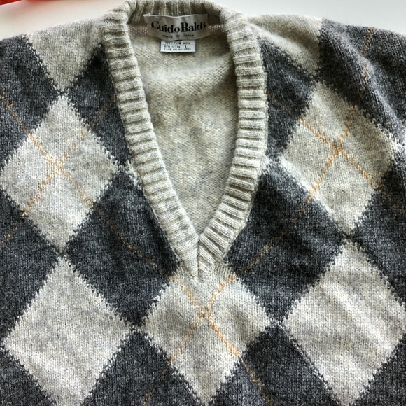 Guido Baldi 100% Pure Wool Made in Italy Argyle Sweater Size Large - Picture 2 of 8